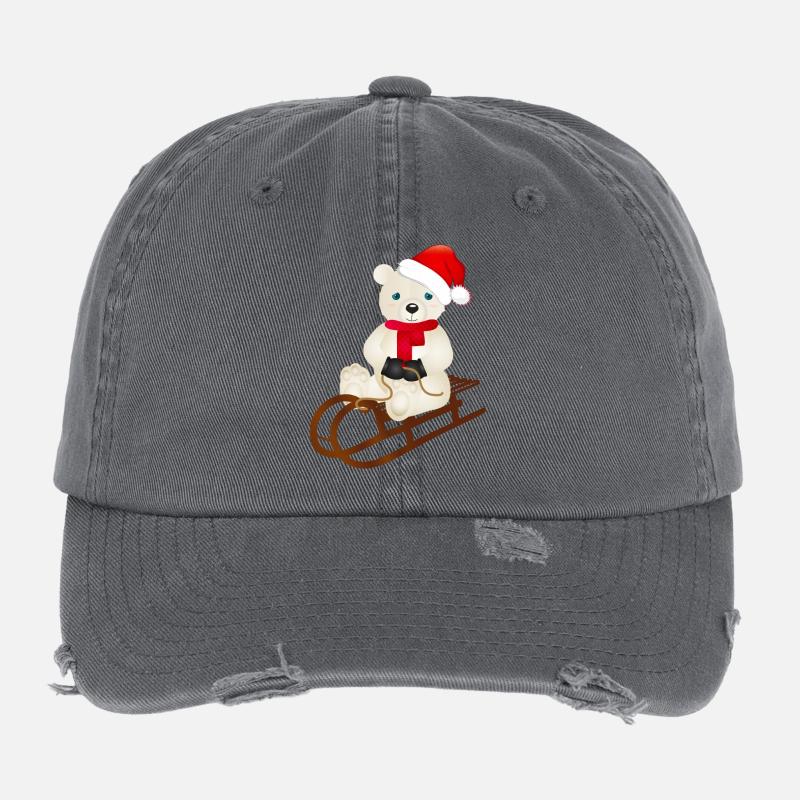 enchanting polar bear while sledging Flexfit Vintage Destroyed Cap