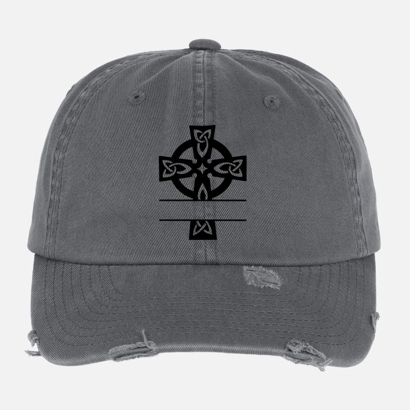 Logo du monogramme de croix celtique Casquette vintage effet usé Flexfit