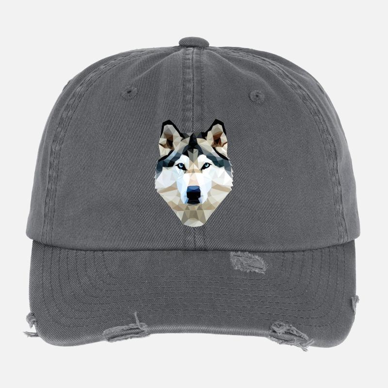 Husky Dog Polygon Flexfit Vintage Destroyed Cap