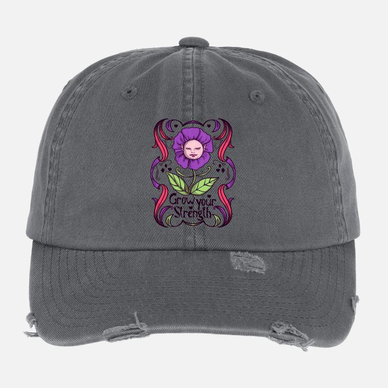 Empowerment Floral Design Casquette vintage effet usé Flexfit