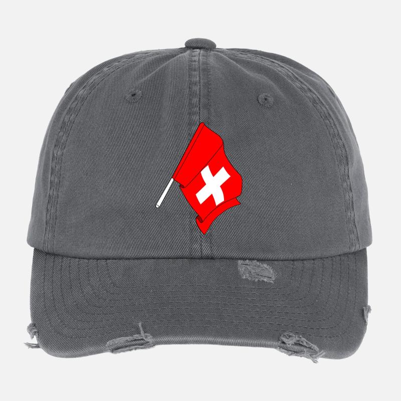 Drapeau Suisse Casquette vintage effet usé Flexfit