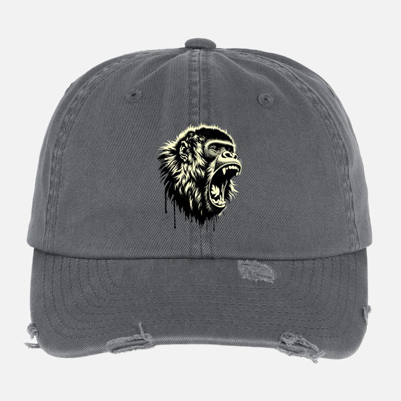 Auteur-compositeur-interprète Screaming Monkey Casquette vintage effet usé Flexfit