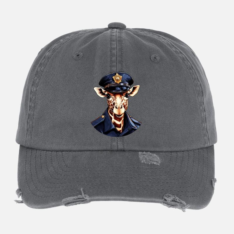 Giraffe Policeman Flexfit Vintage Destroyed Cap