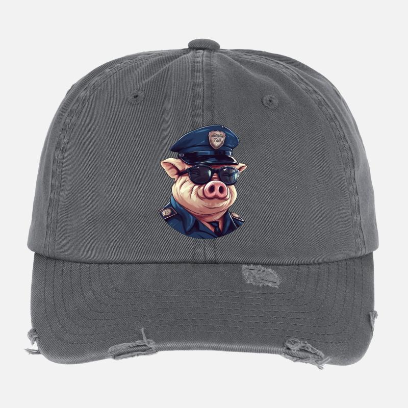 Police cochon Casquette vintage effet usé Flexfit