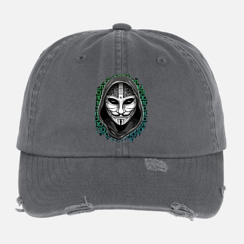 Anonymous Hacker Flexfit Vintage Destroyed Cap
