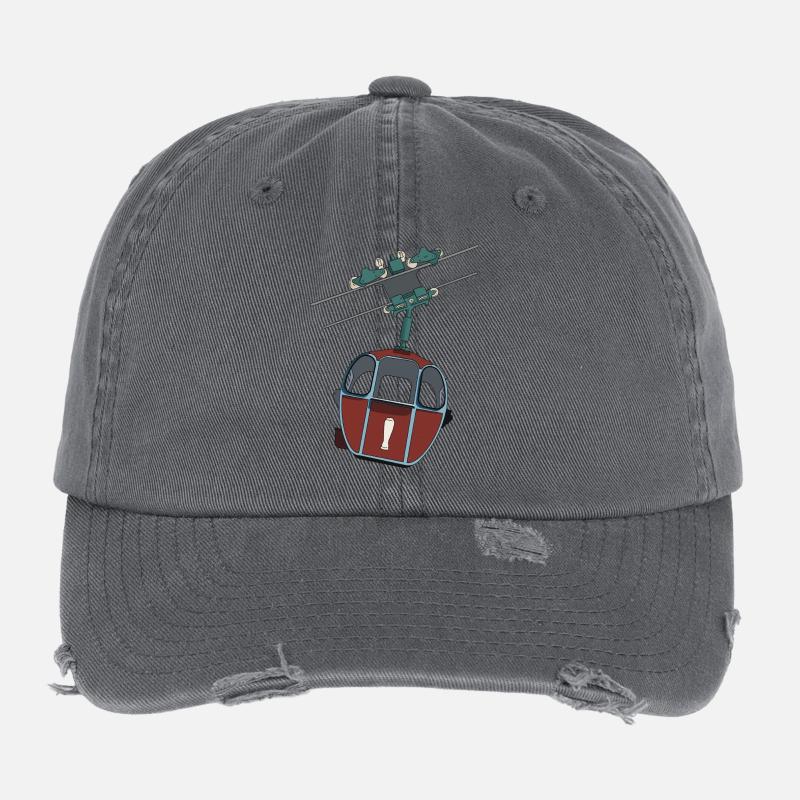 Seilbahn Gondel - Rot Weißbier Flexfit Vintage Destroyed Cap