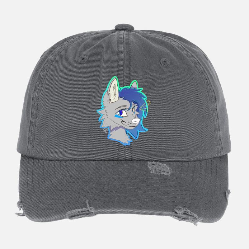 Wind Chime, the She-Wolf (by Derpy Fox) Flexfit Vintage Destroyed Cap