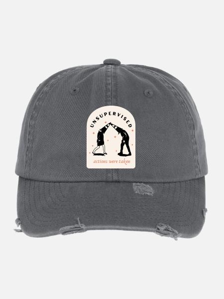 Unsupervised Actions - Flexfit Vintage Destroyed Cap - dark grey - Front