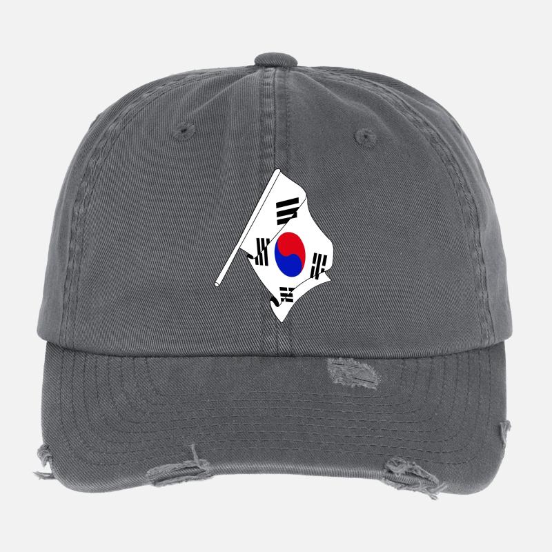Drapeau de la Corée du Sud Casquette vintage effet usé Flexfit