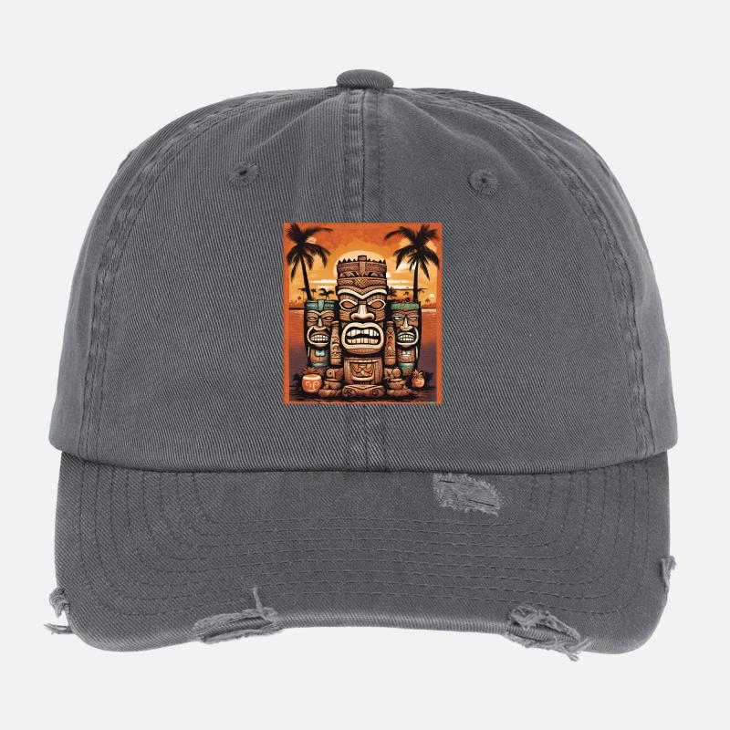 Tiki Statuen Flexfit Vintage Destroyed Cap