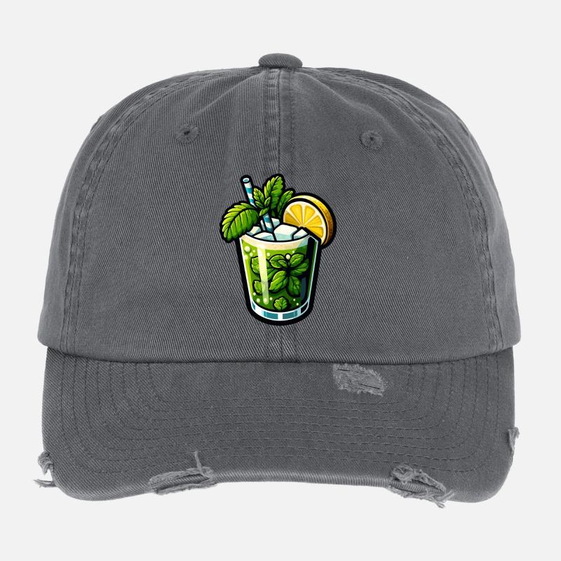 Mojito Cocktail Rum Limette Minze Flexfit Vintage Destroyed Cap