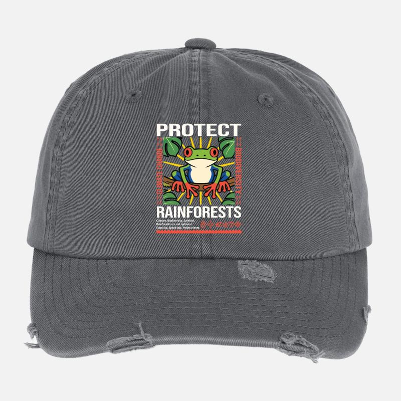 Protect Rainforests-Environmental Awareness Flexfit Vintage Destroyed Cap
