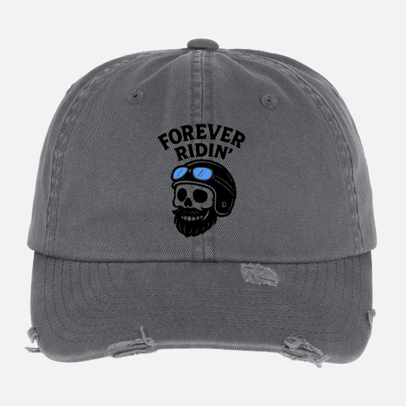 Biker Skull Motorcycle Flexfit Vintage Destroyed Cap