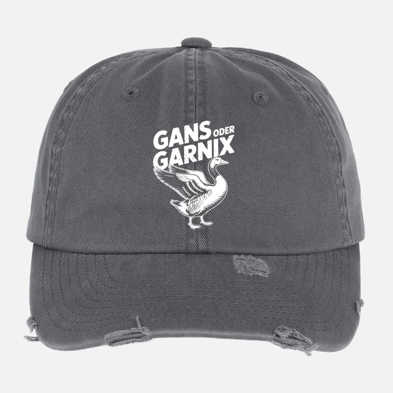 Gans oder garnix Gans und lustiger Spruch Flexfit Vintage Destroyed Cap