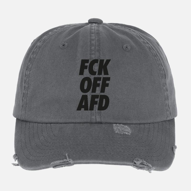 FCK OFF AFD Protest Shirt Flexfit Vintage Destroyed Cap