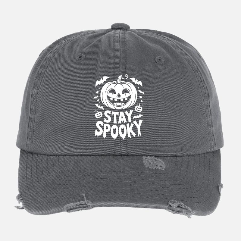 Restez effrayant drôle Halloween Design Casquette vintage effet usé Flexfit