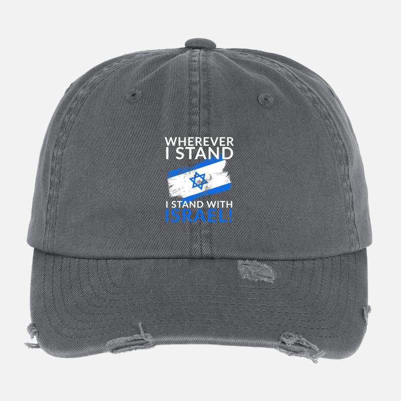 Wherever I stand I stand with Israel Flexfit Vintage Destroyed Cap