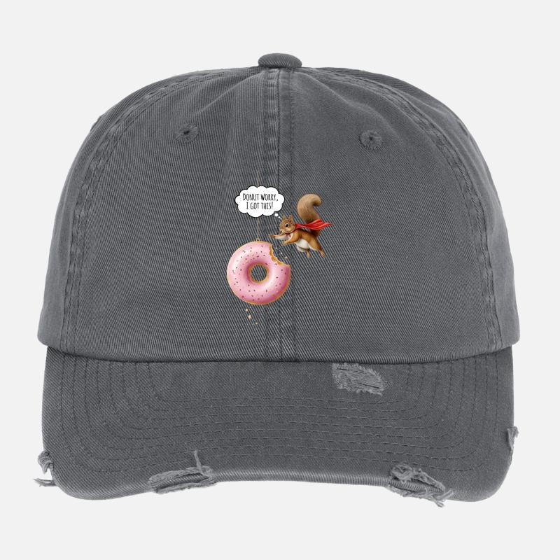 Écureuils mignons avec beignet Casquette vintage effet usé Flexfit