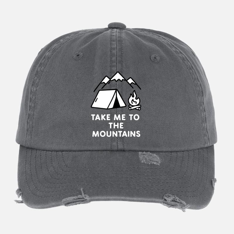 Mountain camping fire evening Flexfit Vintage Destroyed Cap