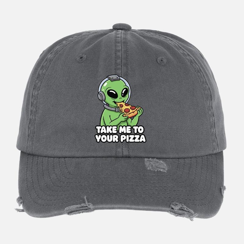 Amateur de pizza extraterrestre Casquette vintage effet usé Flexfit