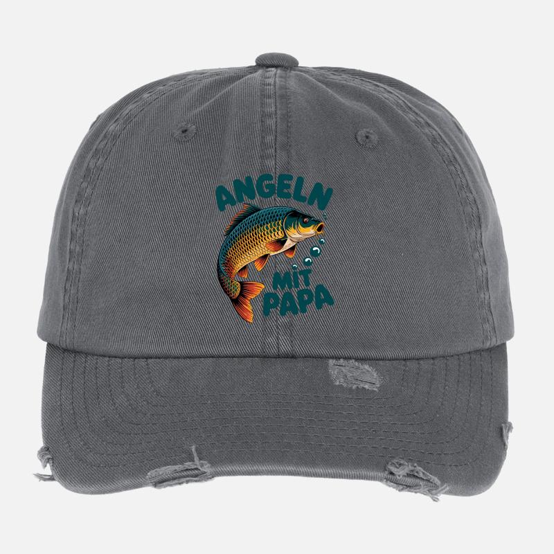Pêche avec motif de poisson papa Casquette vintage effet usé Flexfit