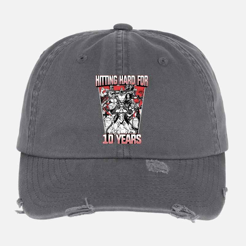 CYB - Backprint - Black/White/Red - Hard Hitting Flexfit Vintage Destroyed Cap