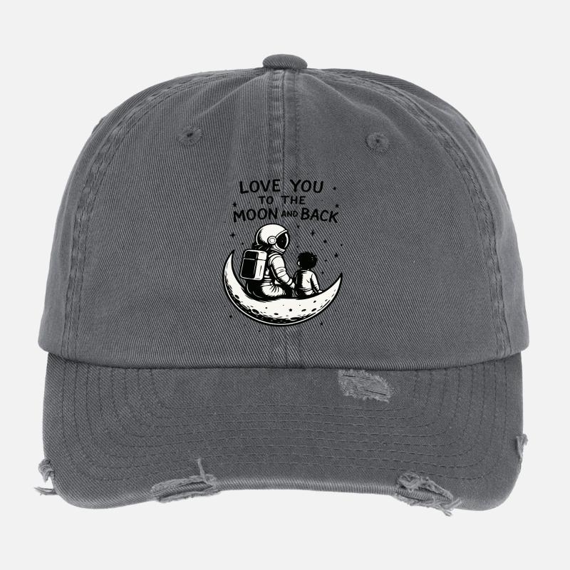 Moon Bond: Astronaut und Kind lieben sich Flexfit Vintage Destroyed Cap