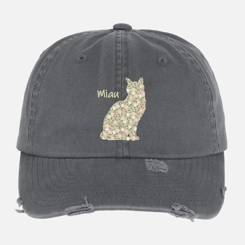 Miau - Katze Flexfit Vintage Destroyed Cap