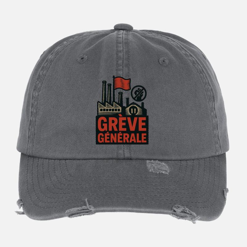 Grève générale Casquette vintage effet usé Flexfit