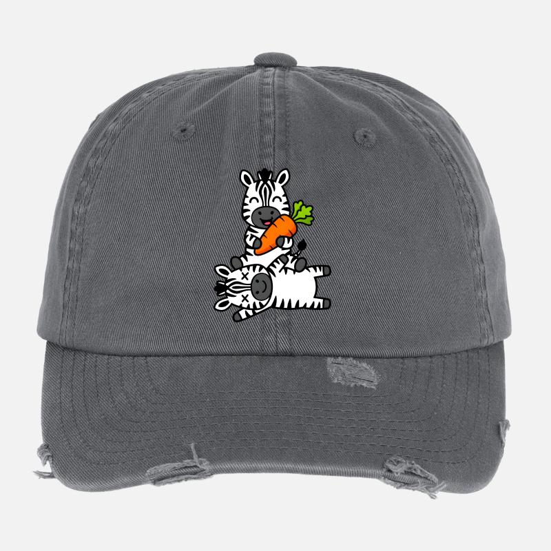Süße Zebra-Freunde mit Karottenspaß Flexfit Vintage Destroyed Cap
