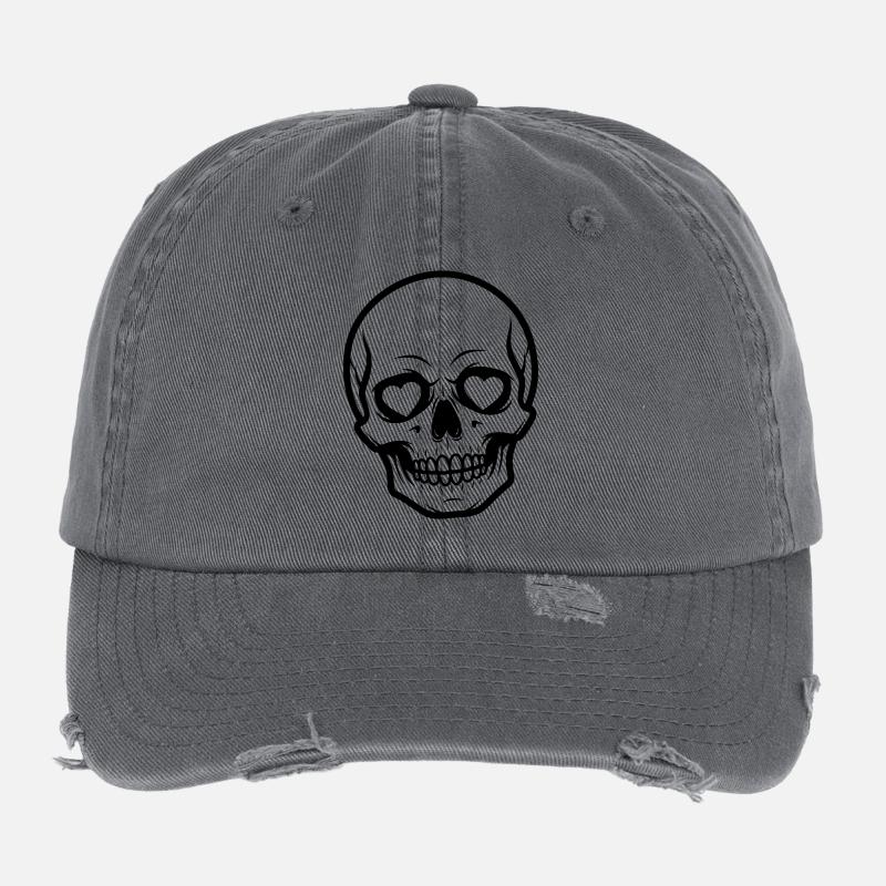 Illustration d’illustration de lignes de cœur crâne Casquette vintage effet usé Flexfit