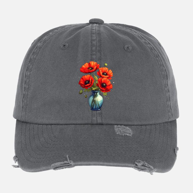 Vase mit Mohnblumen Flexfit Vintage Destroyed Cap