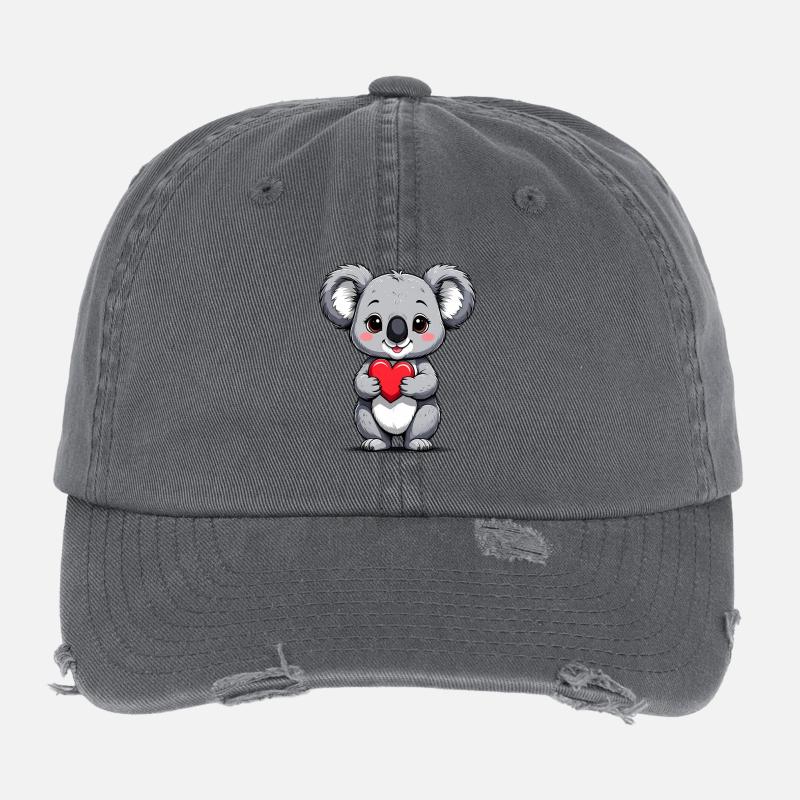 Koala avec du cœur Casquette vintage effet usé Flexfit