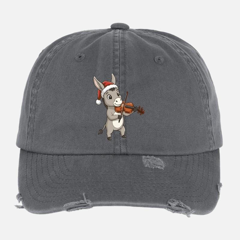 Noël Mule d’âne jouant de l’art du violon Casquette vintage effet usé Flexfit
