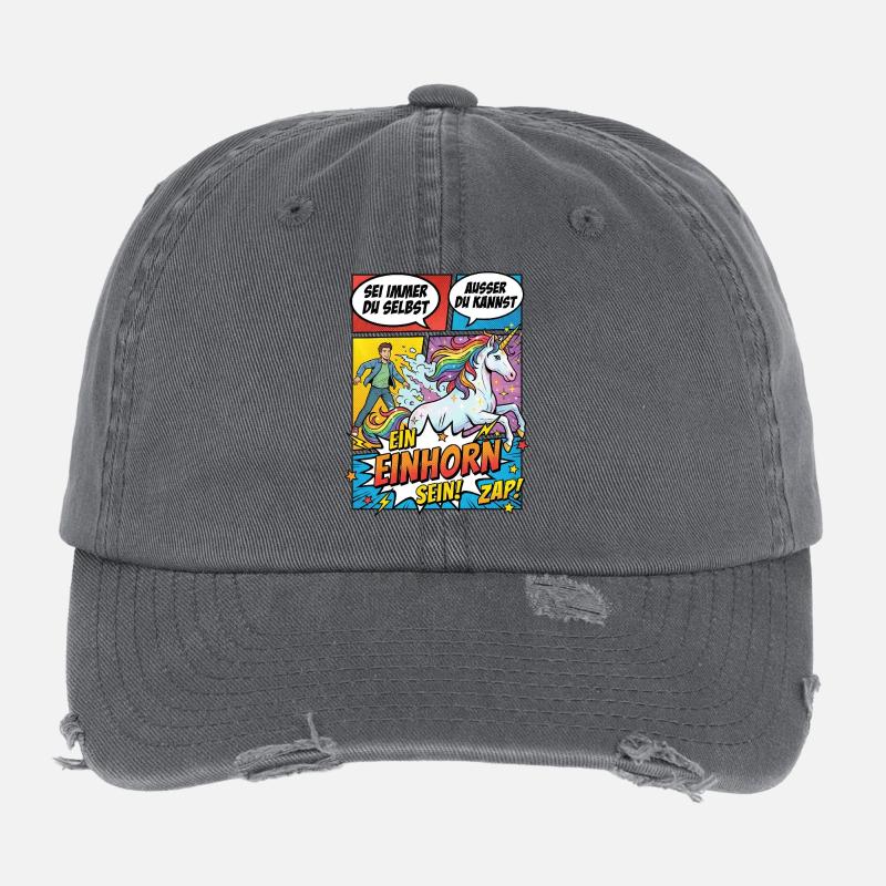 Einhorn Power im Pop-Comic Flexfit Vintage Destroyed Cap
