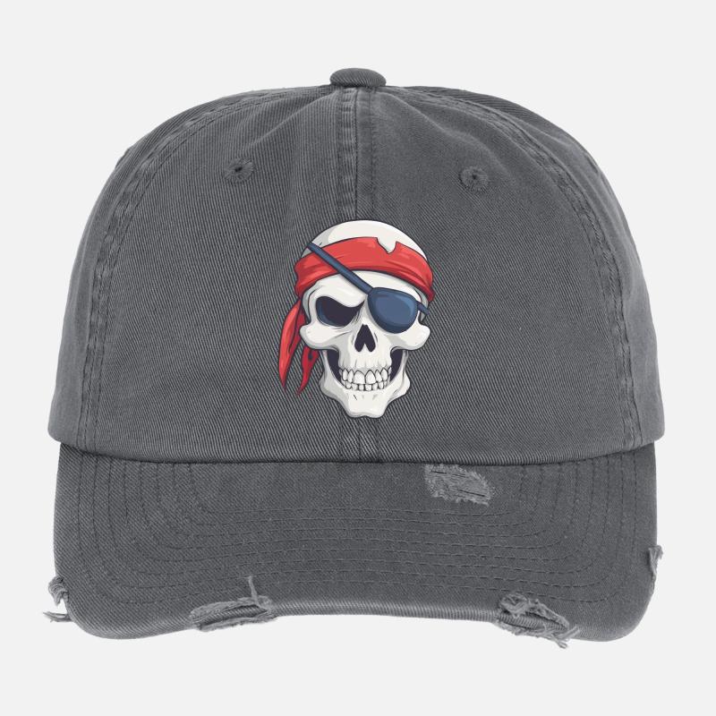 Pirate avec bandana et cache-œil Casquette vintage effet usé Flexfit