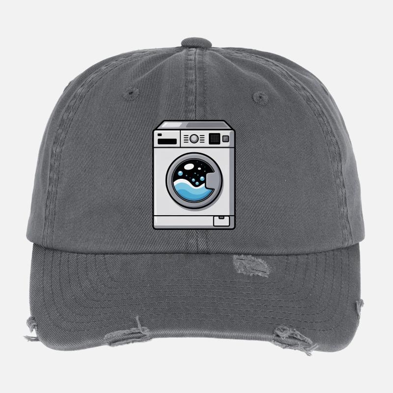 Waschmaschine Comic süß Kawaii Flexfit Vintage Destroyed Cap