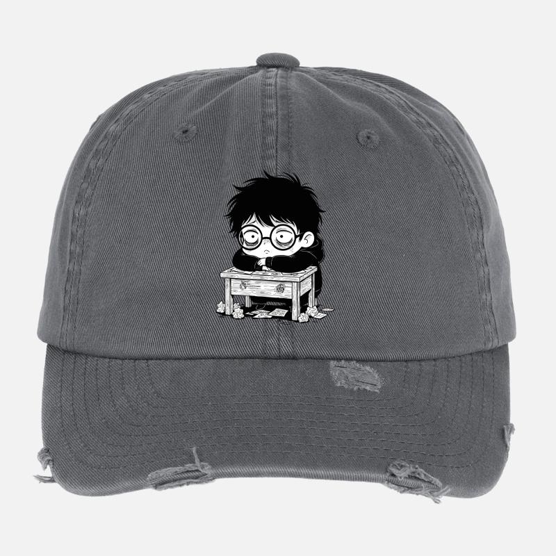 Studentischer Burnout-Büro – leerer Blick Flexfit Vintage Destroyed Cap