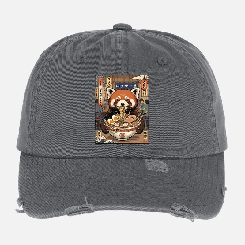 Red Panda Ramen Feast Flexfit Vintage Destroyed Cap