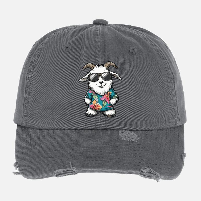 Mountain Goat Comic Vacation Flexfit Vintage Destroyed Cap