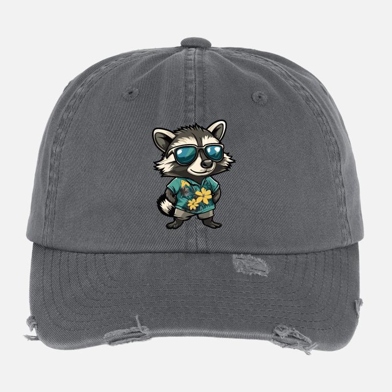 Waschbär Comic Urlaub Flexfit Vintage Destroyed Cap
