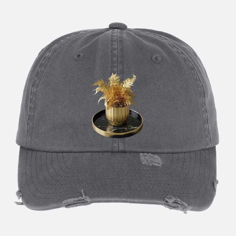 Fougère dorée de l’art moderne Casquette vintage effet usé Flexfit