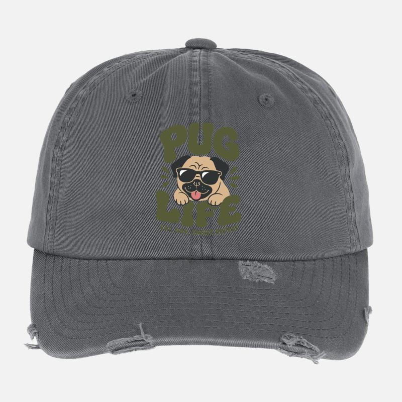 Pug Life Eat Nap Repeat Flexfit Vintage Destroyed Cap