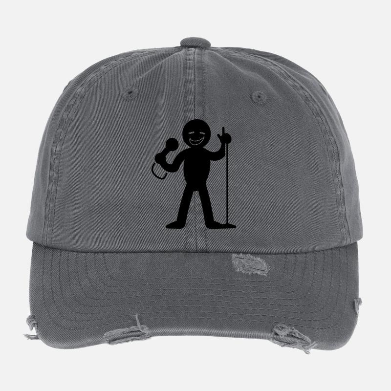 Chanteur avec micro Casquette vintage effet usé Flexfit