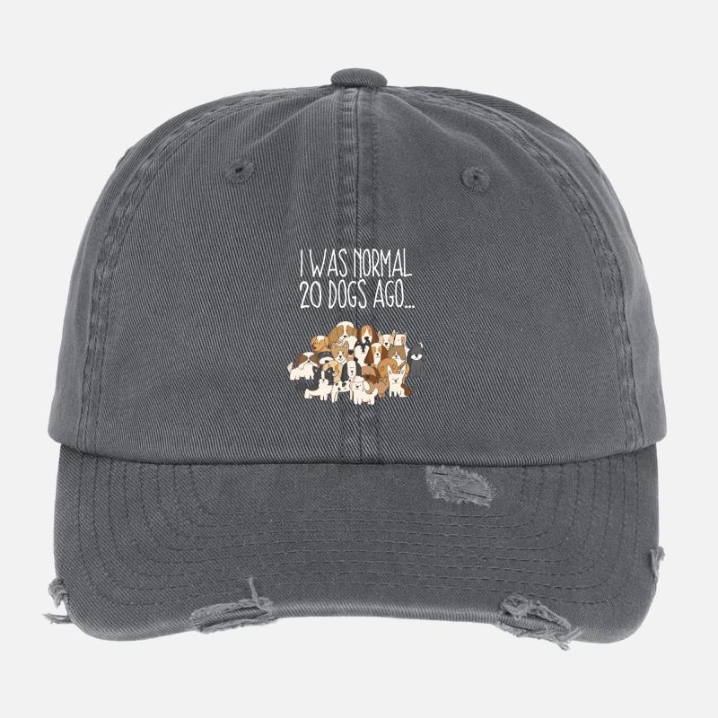 VOR 20 HUNDE WAR ICH NORMAL! Hund Geschenk Flexfit Vintage Destroyed Cap