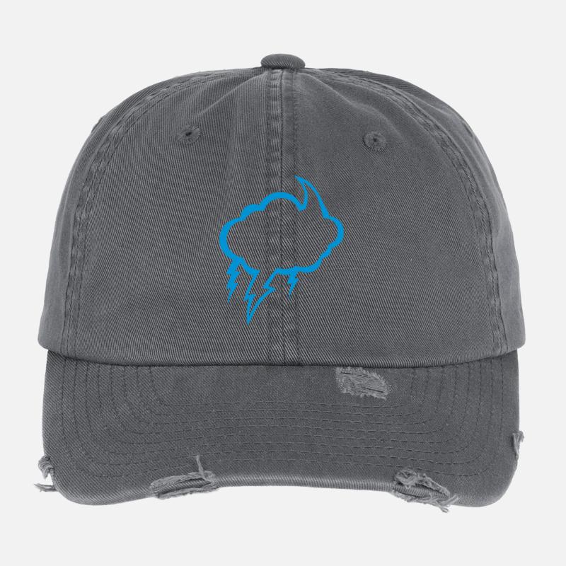 bubble cloud eclair dark cloudy lightning 2210 Flexfit Vintage Destroyed Cap