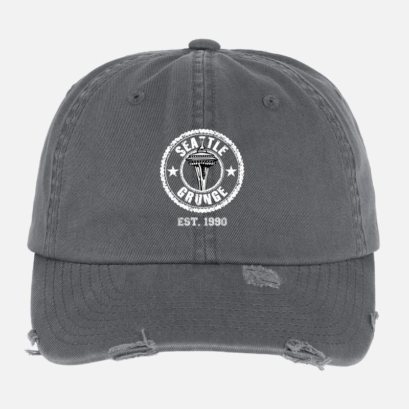 Seattle Grunge Gift Idea Birthday Funny Flexfit Vintage Destroyed Cap
