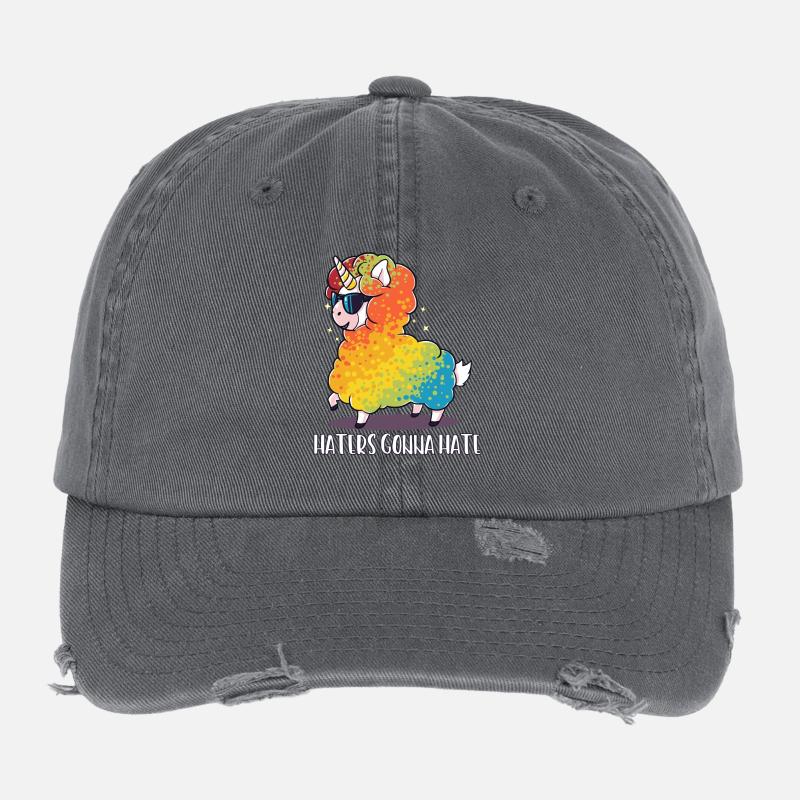 Lama Schaf Einhorn lustig Geschenk Geburtstag Flexfit Vintage Destroyed Cap