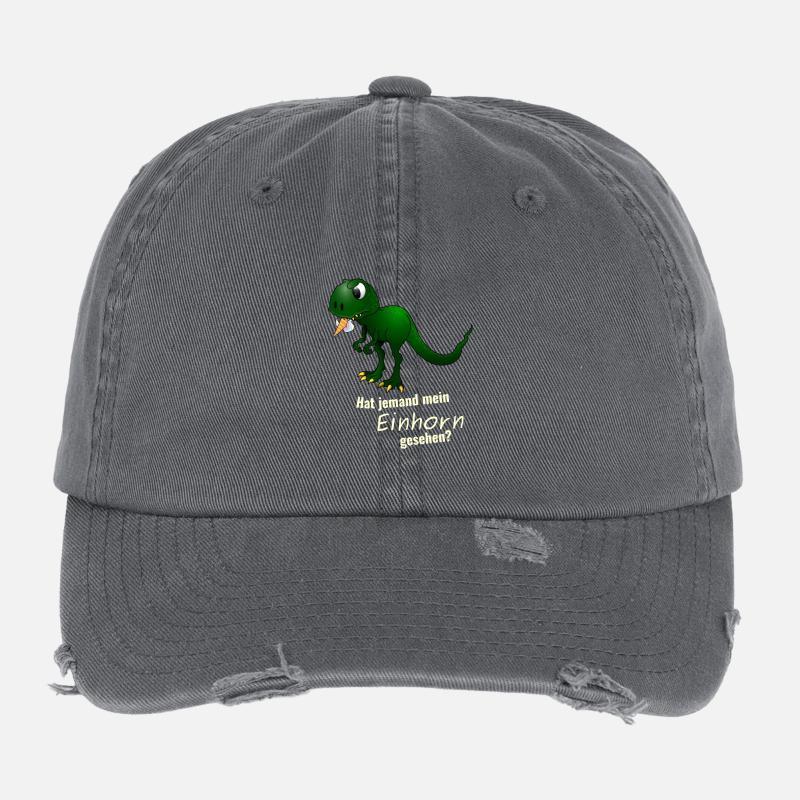 Dino T-Rex frisst ein Einhorn lustiges Geschenk Flexfit Vintage Destroyed Cap