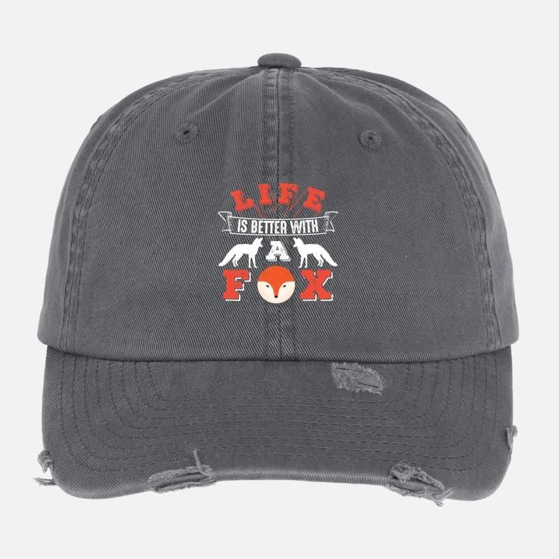 Life Is Better With A Fox Flexfit Vintage Destroyed Cap